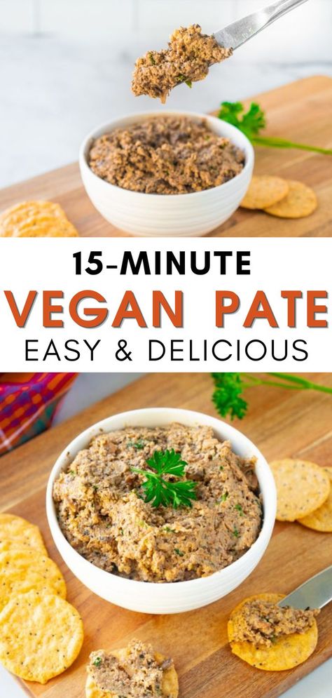 Easy Vegan Pate Recipe I how to make vegan pate I tips for making the best vegan pate I vegan spread recipe I amazing vegan appetizers I pate with mushrooms and walnuts I recipes with mushrooms I recipes with walnuts I delicious mushroom vegan pate with crackers I great vegan snacks #paterecipes #veganrecipes Quick Vegan Appetizers, Vegan Pate Recipes, Vegetarian Pate Recipe, Veggie Pate, Walnut Pate Vegan, Recipes With Walnuts, Vegan Mushroom Pate, Mushroom Pate Recipe, Vegan Mushroom Pate Recipe