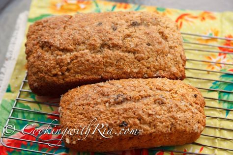 Trinidad Sweet Bread - Coconut Bread - Cooking With Ria Sweet Coconut Bread Recipe, Coconut Drops Recipe, Coconut Sweet Bread, Caribbean Desserts, Coconut Drops, Sweet Bread Recipe, Coconut Bread Recipe, Raisin Recipes, Trinidad Recipes