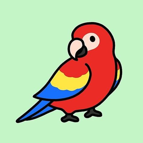 Cute Parrot Cartoon, Parrot Cute Drawing, Cartoon Parrot Drawing, Parotts Bird Drawing Easy, Cute Parrot Drawing Easy, Parrot Drawing Simple, Cute Bird Drawing Simple, Easy Bird Drawing Simple, Red Bird Drawing