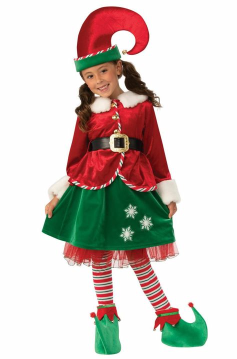 Elf Costume For Dolls, Elf Dress For Kids, Girl Elf Costume, Making Toys, Costumes College, Elf Shoes, Elf Girl, Girl Elf, Elf Costume