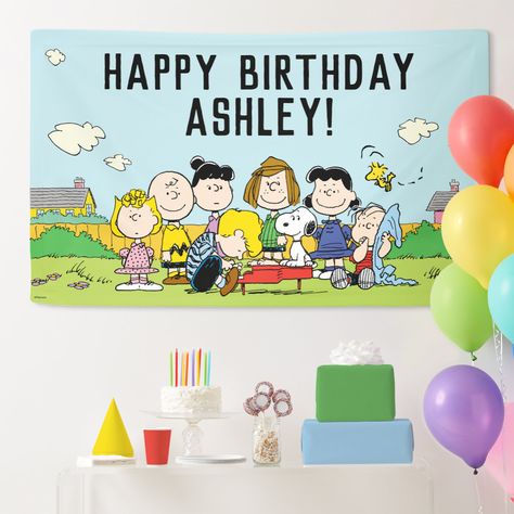 Peanuts Gang Birthday Party, Happy Birthday Ashley, Peanuts Charlie Brown, Cute Banners, Charlie Brown Peanuts, Digital Goods, Birthday Supplies, Peanuts Gang, Birthday Design