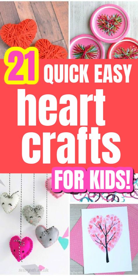 Quick Valentine Crafts, Heart Crafts Kids, Heart Crafts For Kids, Card For Love, Make A Paper Flower, Kids Valentine Party, Kindergarten Valentines, Heart Craft, Easy Valentine Crafts