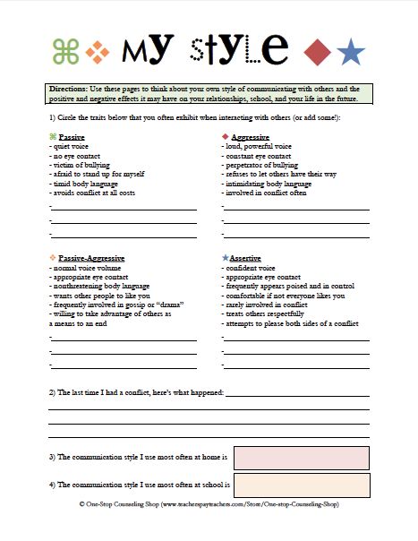 New Product :: Communication Styles Lesson Pack | One-Stop Counseling Shop Counseling Activities Communication, Communication Styles Activities, Communication Worksheets For Teens, Communication Styles Worksheet, Communication Interventions, Teen Therapy Activities, Communication Skills Activities, Counseling Teens, Family Therapy Activities