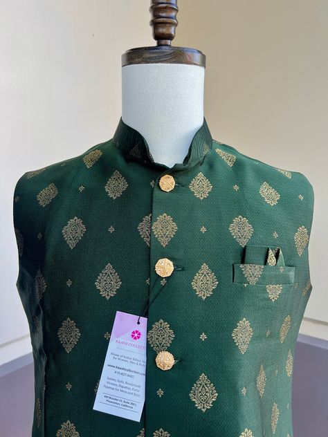 Traditional Green Nehru Jacket For Semi-formal Occasion, Fitted Green Nehru Jacket With Dabka Detailing, Green Nehru Jacket With Resham Embroidery, Festive Green Nehru Jacket, Festival Green Nehru Jacket With Dabka Detail, Nehru Jacket For Men, Party Wear Kurta, Wedding Kurta, Men Waist