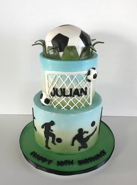 Fudbal Torta, Soccer Birthday Cakes, 9th Birthday Cake, Champion League, Soccer Cake, 2 Tier Cake, Soccer Theme, Art Cake, Simple Cake Designs