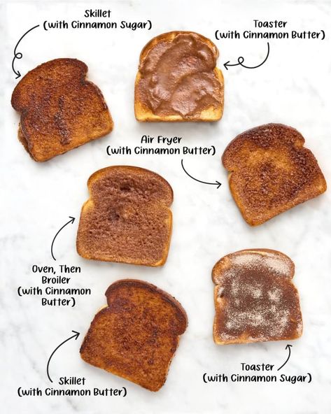 New York Times Cinnamon Toast, French Toast Seasoning, Cinnamon Butter Toast, Cinnamon Food Ideas, Cinammon Toast Recipe, Sweet Toast Recipes, Air Fryer Cinnamon Toast, Banana Toast Recipe, Cinnamon And Sugar Toast