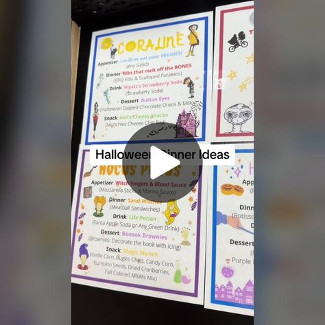 Who’s excited for Halloween!? 1. Pick a random card in a envelope 2. C... | Dinner Idea | TikTok Nemo Dinner And A Movie, Halloween Dinner And Movie Cards, Halloween Town Dinner And Movie, Disney Movie Night Dinner Tiktok, The Muppets Dinner And Movie, Marina Sauce, Halloween Dip, Witches Fingers, Meatball Sandwich