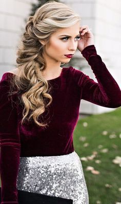 Mehndi Hair, Easy Formal Hairstyles, Winter Wedding Hair, Simple Hairstyle, Long Hairdos, Loose Braids, Side Hairstyles, Holiday Hairstyles, Formal Hairstyles