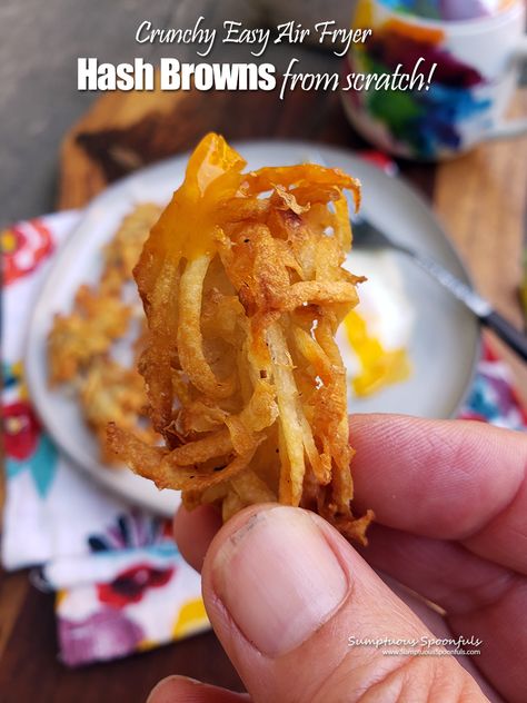 Shredded Potatoes, Easy Air Fryer, Hash Brown, Creamy Potato, Hash Browns, Veggie Dishes, Fryer Recipes, Seafood Dishes, Air Fryer Recipes