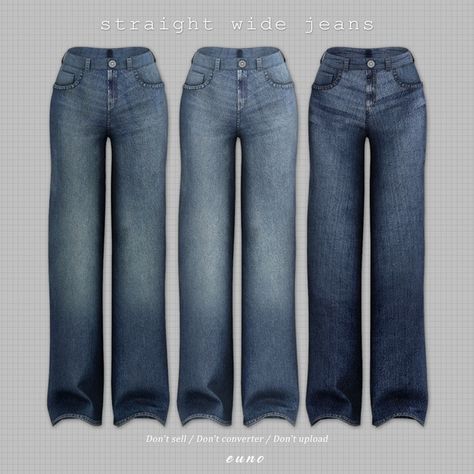 Straight Wide Jeans, Euno Sims, Mods Sims 4, Sims 4 Tsr, Sims 4 Cas Mods, The Sims 4 Pc, Free Sims 4, The Sims 4 Packs, Tumblr Sims 4