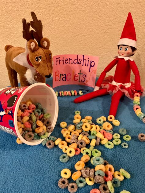 Elf On The Shelf Brings New Friend, Elf On The Shelf Friendship Bracelet, Elf Friendship Bracelet, Elf On The Shelf Brings A Friend, Elf On The Shelf Ideas For 3 Year Okds, Elf On Shelf Multiple Elves, Elf Ideas Easy, Elf Props, Elf Activities