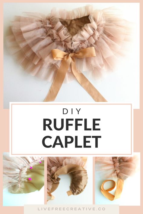 FREE pattern and instructions on how to make this simple ruffle caplet custom sized to fir you, your kid or a baby. This adorable little skirt is perfect for a newborn photoshoot, a costume for a birthday party or halloween, or even over leggings as a daily addition to any child's attire. Follow the step-by-step instructions for this easy diy sewing project idea! Tulle Doll Dress Diy, Caplet Pattern Free, Sewing With Tulle, How To Make A Tutu, Diy Tulle Skirt Kids, Diy Cape For Kids, Diy Newborn Clothes, Kid Sewing Patterns, Diy Capelet