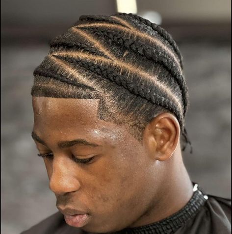 Men Short Braids, Corn Rows For Black Men, Zig Zag Cornrows Braids, Cornrows Short Hair, Black Male Hairstyles, Iverson Braids, Hairstyles Black Men, Afro Fade Haircut, Male Braids