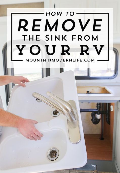 See how easy it is to remove your RV Kitchen Sink, in case you need to set it aside, clean it or replace it. MountainModernLife.com via @MtnModernLife Kitchen Sink Ideas, Rv Sink, Sink Replacement, Camper Trailer Remodel, Sink Ideas, Rv Repair, Diy Camper Remodel, Rv Kitchen, Rv Makeover