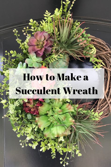 Succulent Wreath Ideas, Succulent Wreaths For Front Door, Faux Succulent Wreath Diy, Succulents Wreath, Diy Succulent Wreath, Succulent Wreaths, Vine Wreaths, Faux Succulent Wreath, Succulent Wreath Diy