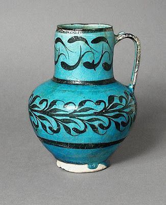 Interesting blue jug Pottery Jugs, Iznik Tile, Ancient Persia, Ancient Pottery, Persian Blue, Iranian Art, Art Exhibit, Ceramic Jug, Mesopotamia