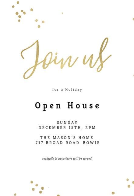 Minimal confetti - Open House Invitation Template (Free) | Greetings Island Flyers Ideas, Open House Invitation, Greetings Island, Best Designers, Birthday Dinner, Birthday Dinners, Open House, Flyer Design, Confetti