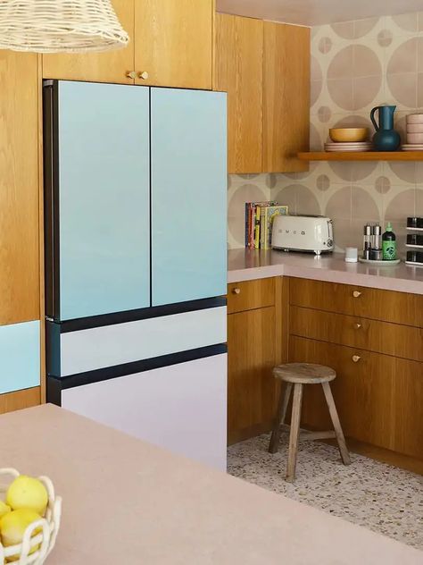 Colored Fridge Kitchen, Samsung Bespoke Kitchen, Colored Fridge, Meal Planner App, Concrete Collaborative, New Fridge, Fridge Kitchen, Samsung Bespoke, Family Hub