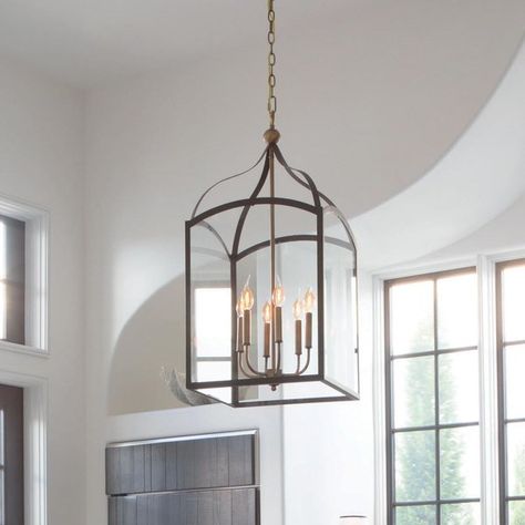 Gracie Oaks Jeremie 6-Light Foyer Lantern Pendant | Wayfair Foyer Lantern, Entry Chandelier, Entryway Light Fixtures, Entryway Chandelier, Foyer Lighting Fixtures, Foyer Chandelier, Entryway Lighting, Lantern Chandelier, Foyer Lighting