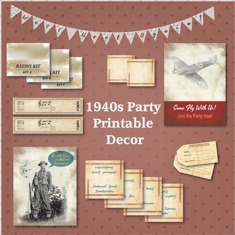 40s Themed Party, 1940s Theme Party, 40th Birthday Decoration Ideas, 1940s Party, 90th Birthday Decorations, Birthday Decoration Ideas, 40th Birthday Quotes, 75th Birthday Parties, 40th Birthday Decorations