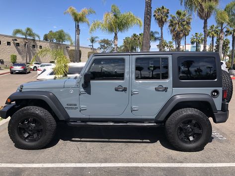 2015 Jeep Wrangler Unlimited Sport - Anvil exterior - 295/70/17 Nitto Terra Grappler - XD Rockstar wheels Jeep 4 Door Wrangler, Jeep Wrangler Anvil Grey, Dark Grey Jeep Wrangler, Anvil Jeep Wrangler, Grey Jeep Wrangler, Four Door Jeep Wrangler, Jeep Wrangler Grill, Jeep Wrangler Colors, 2015 Jeep Wrangler Unlimited Sport