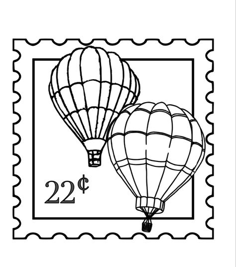 Postage Stamp Embroidery, Post Stamp Drawing, Postage Stamp Drawing, Laos Tattoo, Postage Stamp Tattoo Ideas, Simple Unique Tattoos, Hot Air Balloon Drawing, Hot Air Balloon Tattoo, Air Balloon Tattoo