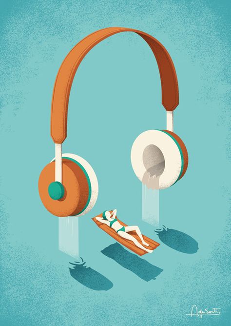 Relax Graphic Design, Headphones Graphic Design, Music Illustration Art, Headphone Illustration, Relaxing Illustration, Relax Illustration, Sound Illustration, Musical Illustration, Headphones Illustration