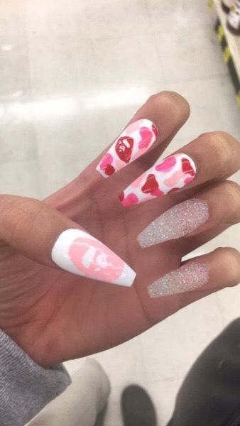 @hoodspxrkles ✨ Shiny Nails Designs, Simple Acrylic Nails, Beautiful Nail Designs, Acrylic Nail Art, Acrylic Nails Coffin, Coffin Nails Designs, Cute Nail Designs, Short Acrylic Nails, Nail Polishes