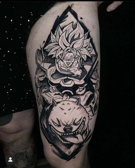 Broly Tattoo Designs, Broly Tattoo Ideas, Broly Art, Long Tattoo, Shen Long Tattoo, Dbs Broly, Dbz Tattoo, Z Tattoo, Birthday Tattoo