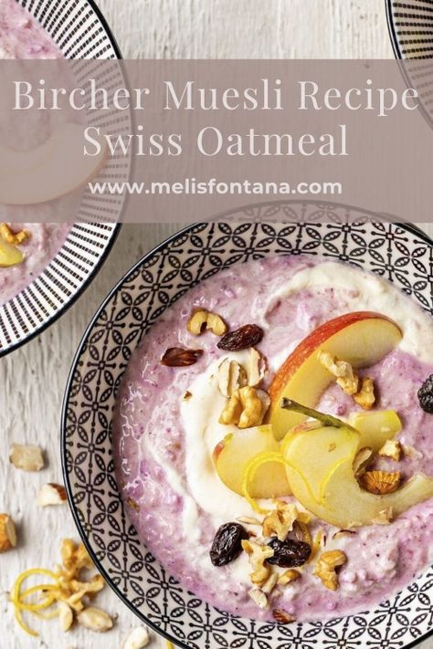 Swiss Oatmeal, Bircher Muesli Recipe, Swiss Muesli, Swiss People, Fodmap Breakfast, Muesli Recipe, Easy Breakfast Brunch, Bircher Muesli, Lunch Snacks