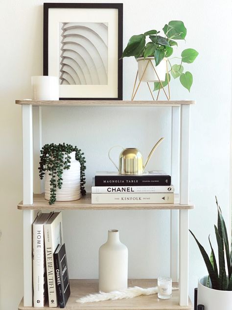 Pure Salt Interiors, Kinfolk Home, 4 Tier Shelf, Magnolia Table, Bookshelf Styling, Amber Interiors, Apartment Style, Bookshelf Decor, Styling Tips