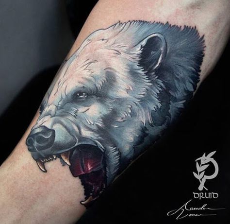 12+ Realistic Bear Tattoo Ideas | PetPress Wilderness Tattoo, Polar Bear Tattoo, Wolf Sleeve, Bear Tattoo Designs, Omerta Tattoo, Bear Tattoos, Sleeve Ideas, Bear Tattoo, Fox Tattoo