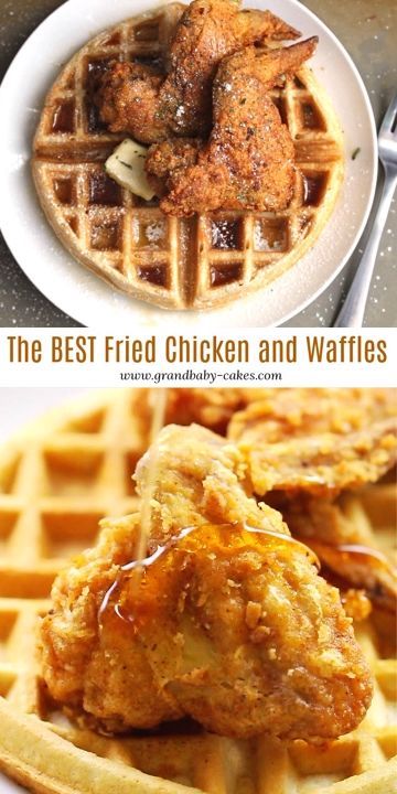 Better than Roscoe’s Chicken and Waffles recipe. Imagine perfectly seasoned and crispy fried chicken on top of a fluffy, sweet and tender waffle! #chicken #friedchicken #waffles #breakfast #brunch #chickenandwaffles Chicken Waffles Recipe, Chicken And Waffles Recipe, Spicy Fried Chicken, Fried Chicken And Waffles, Chicken Waffles, Dinner Ideas Recipes, Fluffy Waffles, Waffles Recipe, Crispy Fried Chicken