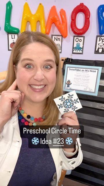 Play to Learn Preschool 〰️ on Instagram: "Preschool Circle Time idea #23 Do you need ideas for circle time this winter that are: ❄️ Fun ❄️ Engaging ❄️ Interactive and ❄️ Easy? This “Snowflake on My Nose” song is perfect. Students love to make up new verses while they sing and dance. Comment the word "snowflake" below and I'll DM you a link to it! Grab it here: https://www.teacherspayteachers.com/Product/Winter-Unit-Activities-for-Preschool-and-Pre-K-1057440 #preschool #preschoolcircletime #pr Winter Preschool Circle Time Activities, January Circle Time Preschool, Winter Fingerplays For Preschoolers, Winter Circle Time Activities, Winter Music And Movement For Toddlers, Preschool Small Group, Jamie White, Play To Learn Preschool, Winter Lesson Plan