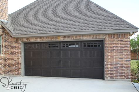 Garage Doors – House Update Chocolate Brown Garage Door, Garage Door Colors With Brown Brick, Garage Tv, Brown Garage Door, Door Update, Garage Door Colors, Garage Door House, Garage Paint, Cheap Holiday Decor