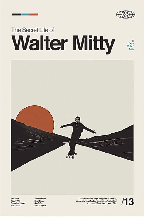 Secret Life Of Walter Mitty Movie Poster, Abstract Movie Posters, The Secret Life Of Walter Mitty Poster, Secret Life Of Walter Mitty Tattoo, After Life Poster, Walter Mitty Tattoo, The Secret Life Of Walter Mitty, Walter Mitty Poster, Popular Posters