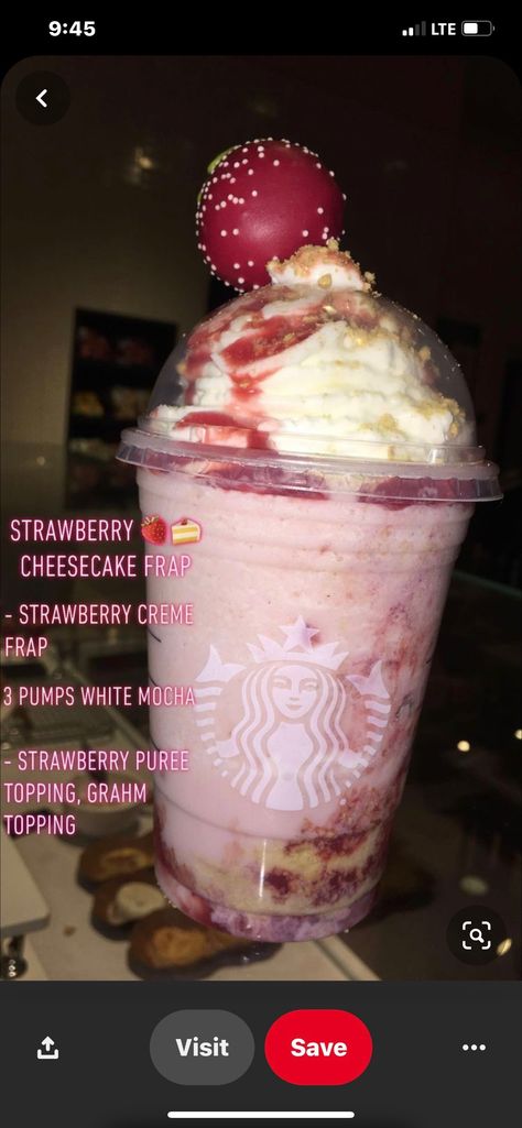 Strawberry Cheesecake Starbucks Drink, Strawberry Cheesecake Starbucks, Free Starbucks Gift Card, Cold Starbucks Drinks, Starbucks Strawberry, Secret Starbucks Recipes, Iced Starbucks Drinks, Coffee Recipes Starbucks, Iced Drinks Recipes