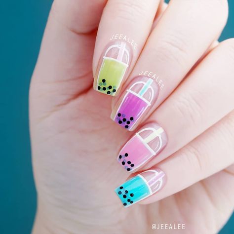 Stephanie on Instagram: “Boba Nails!! +++ I love boba so much, I had to put them on my nails!  Boba has been my favorite since high school and it will forever be my…” Boba Nails, Moms Nails, Bella Nails, Theater Kid, Cute Simple Nails, Manicure Inspiration, Cute Gel Nails, Nails For Kids, Kawaii Nails