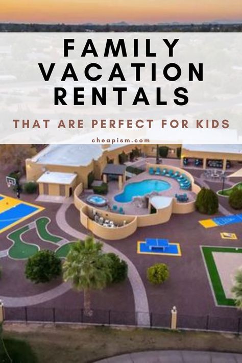 Traveling with kids can be exhilarating, but it can also be a real pain entertaining bored little ones who are used to their creature comforts. If you want to actually enjoy your next trip, try out a kid-friendly Airbnb or Vrbo instead of a confining hotel room. Both platforms are full of places where you can vacation in style, with everything from pools to playgrounds to game rooms. Here are some best Vrbos and Airbnbs for kids. #vrbo #airbnb #familyvacation #vacation #trip #travel #kids #fun Kid Friendly Vacations, Travel Kids, Traveling With Kids, Wisconsin Dells, Best Family Vacations, Creature Comforts, Garden City, Family Trip, Kids Fun