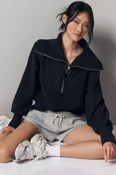 Sweatshirts & Hoodies for Women | Anthropologie UK Anthropologie Uk, Hoodies For Women, Jersey Sweatshirt, Half Zip Sweatshirt, Half Zip Sweaters, Half Zip Pullover, Black Fits, Cotton Sweater, Women Pullover