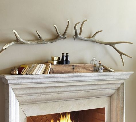 Oversized Antler Set Modern Antler Decor, Elk Antler Decor, Antler Wall Art, Decorating With Antlers, Antler Wall Decor, Antlers Decor, Antler Wall, Wardrobe Door Handles, Black Bedroom Furniture