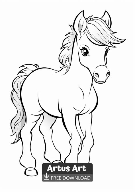 Horse Coloring Page For Kids - Free PDF Download Coloring Page. #horsecoloringpage #horsecoloringpageforkids #horse Pirate Coloring Pages, Insect Coloring Pages, Farm Coloring Pages, Lion Coloring Pages, Coloring Pages Winter, Space Coloring Pages, Skull Coloring Pages, Monster Coloring Pages, Fruit Coloring Pages