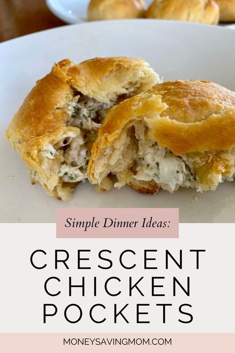 Savory Crescent Chicken Pockets Chicken Pockets Crescent Rolls, Chicken Pockets Recipes Crescent Rolls, Chicken Pockets Recipes, Chicken Pocket, Pocket Sandwiches, Chicken Squares, Crescent Chicken, Meals For Busy Moms, Weekday Recipes