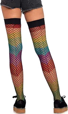 Amazon.com : rainbow tights Rainbow Tights, Leg Avenue Costumes, Fishnet Thigh Highs, Thigh High Sock, Rainbow Outfit, Pride Outfit, Large Clothes, Leg Avenue, Fishnet Tights