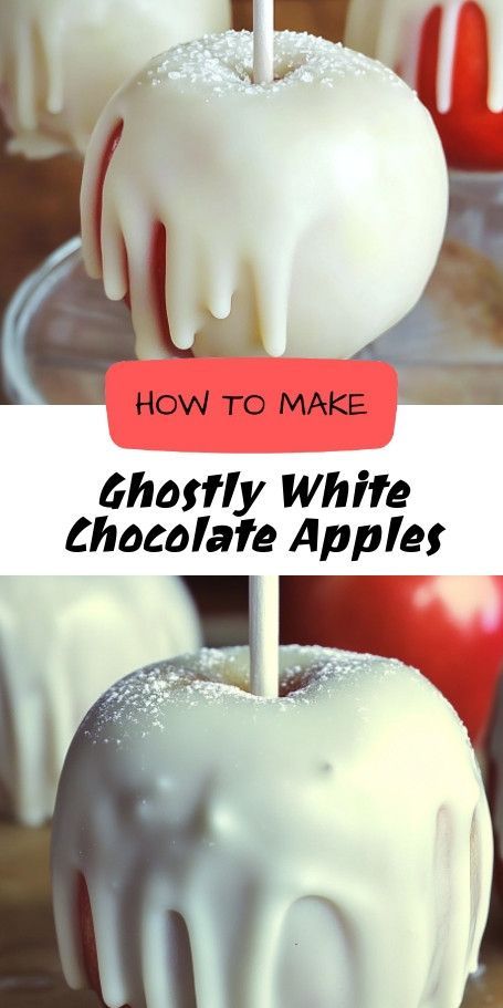 Ghostly White Chocolate Apples Celebrate the eerie allure of Halloween with these spooky white chocolate apples. Perfect for autumn gatherings or a spine-chilling soiree. #HalloweenTreats #WhiteChocolate #GhostlyDelights #SpookyRecipes #FallDesserts #YummyHalloween Black Cocoa Powder, Black Cocoa, Chocolate Apples, Spooky Treats, Halloween Food For Party, Halloween Recipes, Fall Desserts, Apple Recipes, Caramel Apples