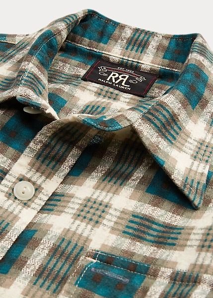 Plaid-Print Chamois Workshirt Ralph Lauren Collection, Fishing Outfits, Shop Mens Clothing, Plaid Print, Tie And Pocket Square, Soft Hand, T-shirt Polos, Printed Cotton, Sleeve Shirt