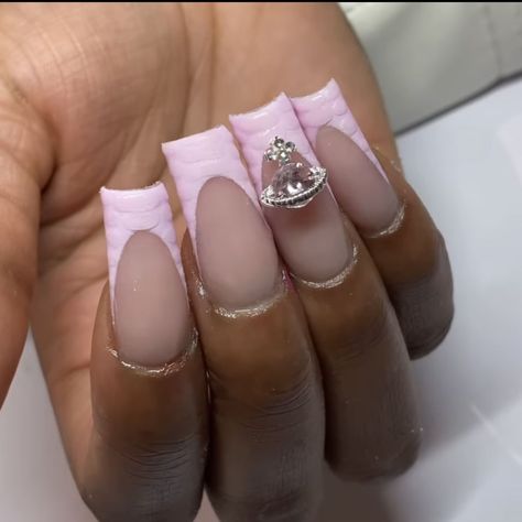 French Tip Nails With Gems, Kaws Nails, Nails With Gems, Kaws Painting, Ugly Hair, Glam Accessories, Drip Nails, French Tip Acrylic Nails, Short Square Acrylic Nails