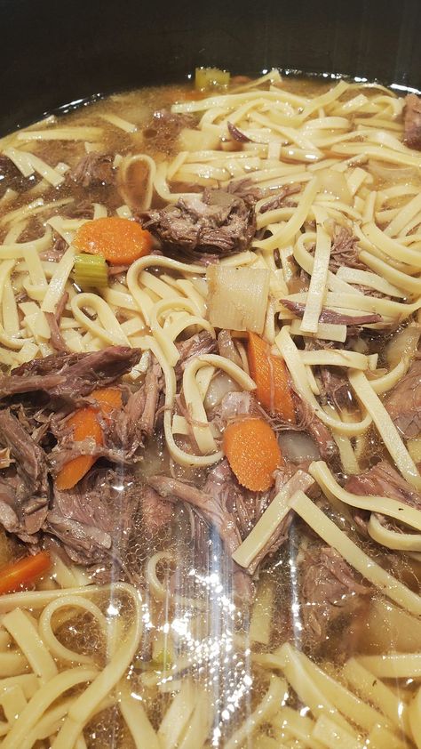 Leftover Pot Roast Screams Beef Noodle Soup - Easy DIY Recipes Pork Roast Soup Leftover, Roast Beef Noodles, Leftover Beef Recipes, Beef Consomme, Leftover Roast Beef Recipes, Leftover Pot Roast, Leftover Roast Beef, Leftover Beef, Leftovers Soup