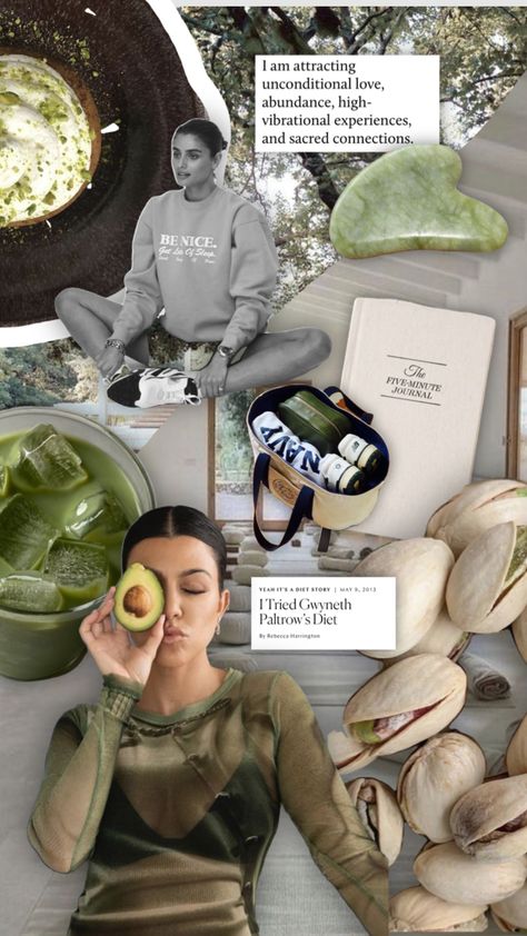 Wellness Green Aesthetic, Wellness Wallpaper Aesthetic, Wellness Collage, Wellness Era, Wellness Influencer, Green Aesthetic Health, Green Wellness Aesthetic, Wellness Mood Board, Self Care Green Aesthetic