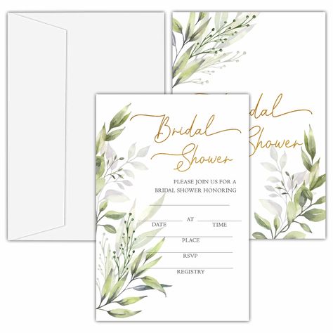 PRICES MAY VARY. Pack of 25: Each package includes 25 elegant bridal shower invitation cards paired with 25 matching envelopes. Bridal Shower Invitations: Capture the essence of your celebration with our chic bridal shower invites, each measuring approximately 4 x 6 inches. Quality Bridal Shower Party Supplies: Crafted from high-quality paper, these bridal shower party invitation cards are robust, durable, and offer a smooth surface for easy writing. Perfect for enhancing your celebration. Elega Greenery Wedding Party, Wedding Invitation Fonts, Script Wedding Invitations, Chic Bridal Showers, Sunflower Wedding Invitations, Formal Wedding Invitations, Elegant Bridal Shower, Wedding Shower Invitations, Easy Writing